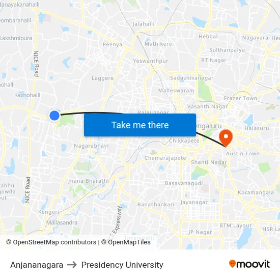 Anjananagara to Presidency University map