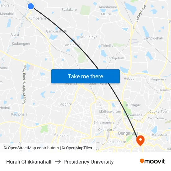 Hurali Chikkanahalli to Presidency University map