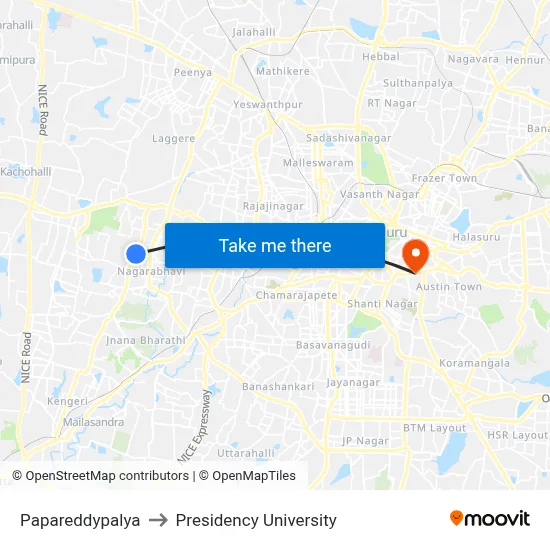 Papareddypalya to Presidency University map