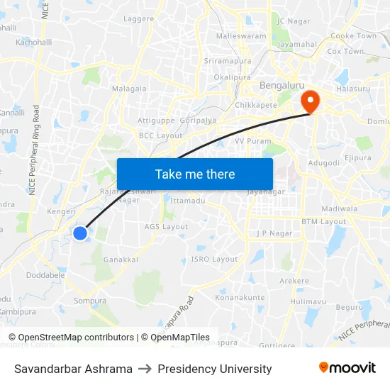 Savandarbar Ashrama to Presidency University map