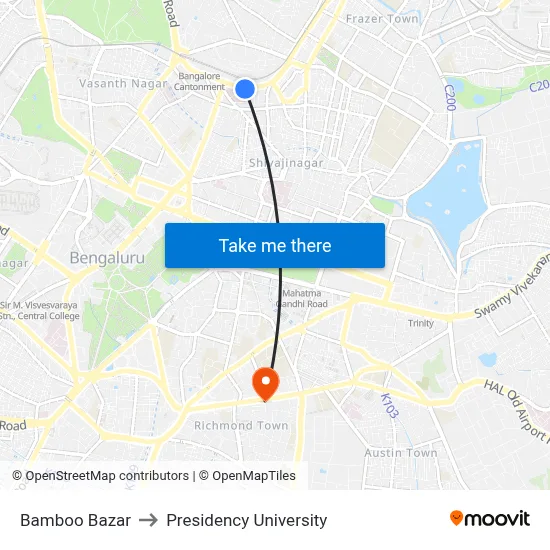 Bamboo Bazar to Presidency University map