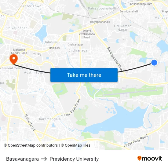 Basavanagara to Presidency University map