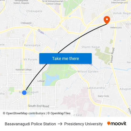Basavanagudi Police Station to Presidency University map