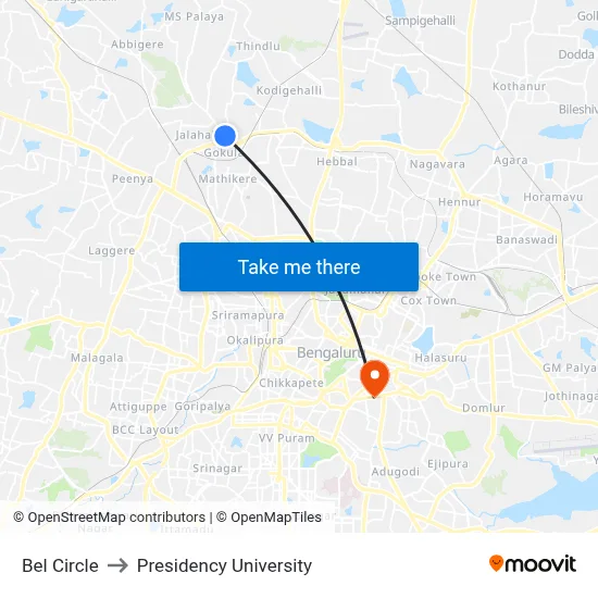 Bel Circle to Presidency University map