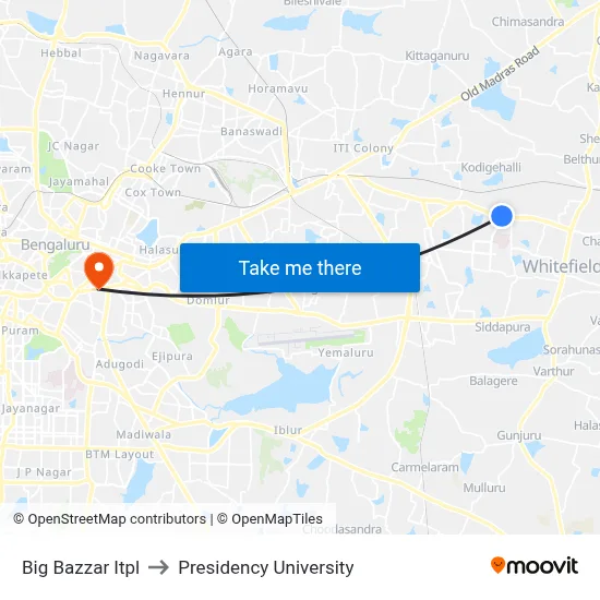 Big Bazzar Itpl to Presidency University map