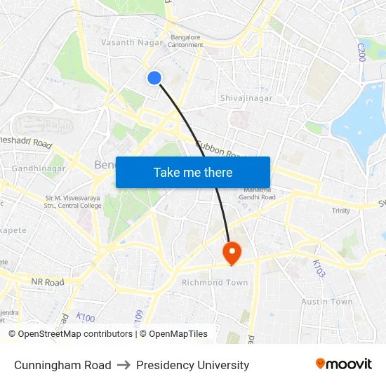 Cunningham Road to Presidency University map