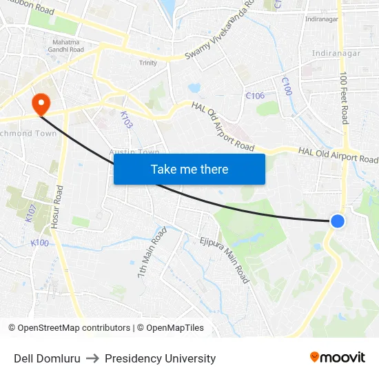 Dell Domluru to Presidency University map