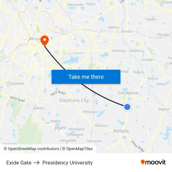Exide Gate to Presidency University map
