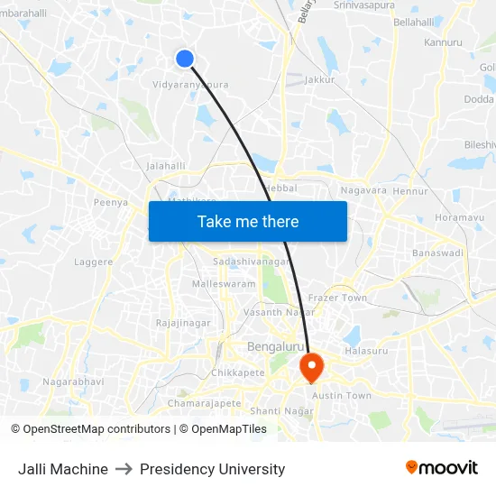 Jalli Machine to Presidency University map