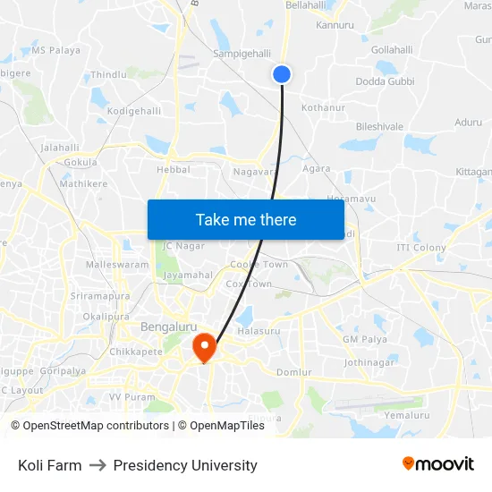 Koli Farm to Presidency University map