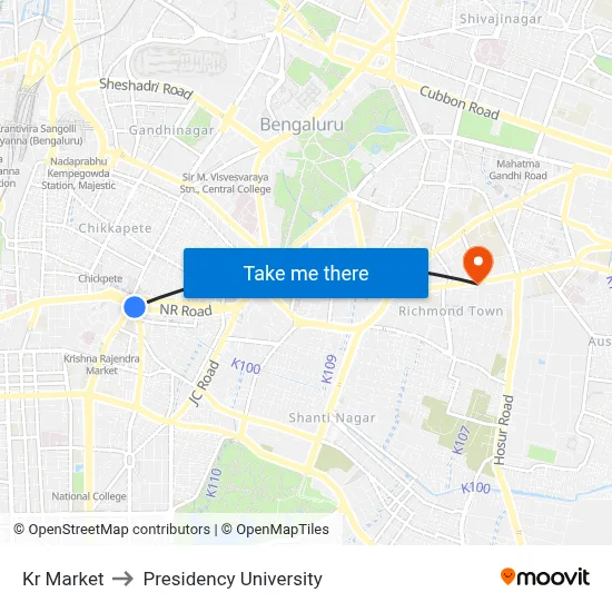 Kr Market to Presidency University map