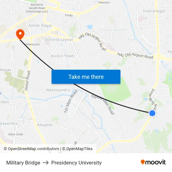 Military Bridge to Presidency University map