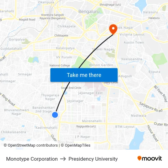 Monotype Corporation to Presidency University map