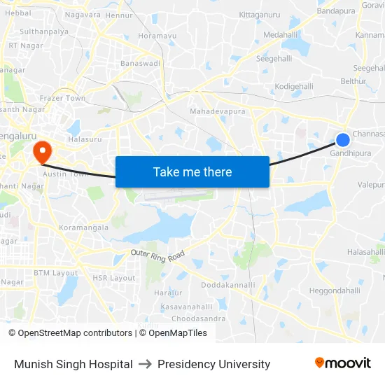Munish Singh Hospital to Presidency University map