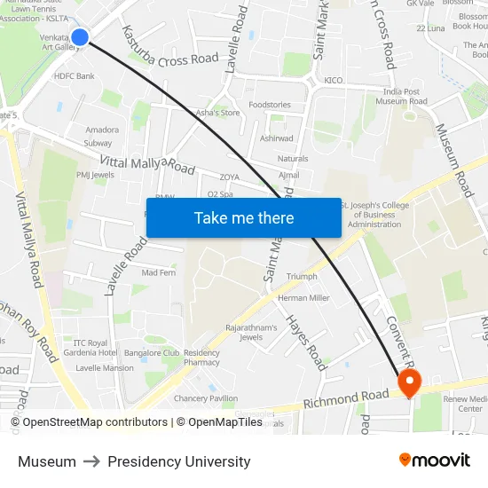 Museum to Presidency University map