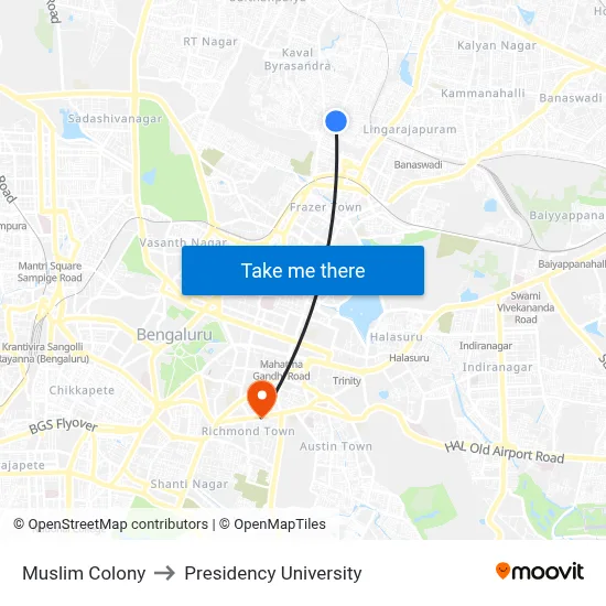 Muslim Colony to Presidency University map