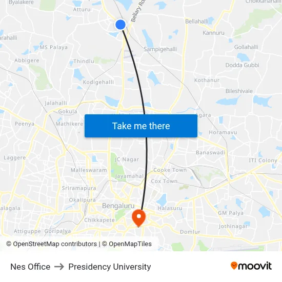 Nes Office to Presidency University map
