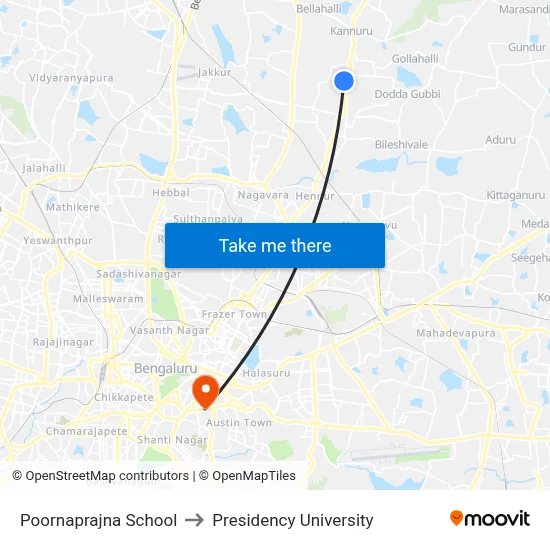 Poornaprajna School to Presidency University map