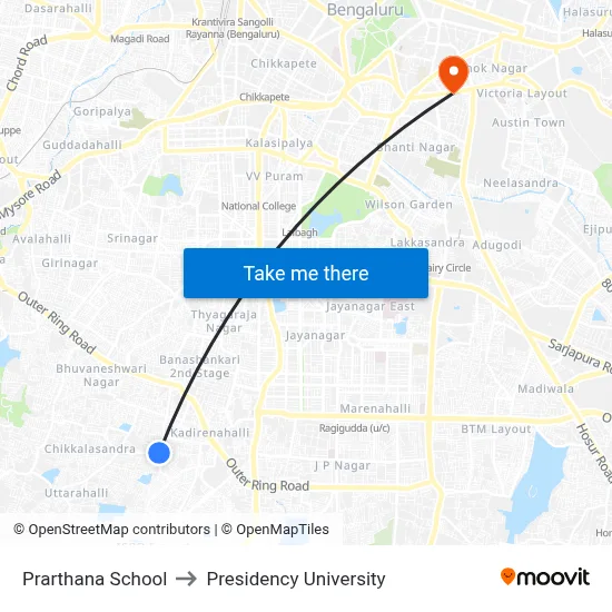 Prarthana School to Presidency University map