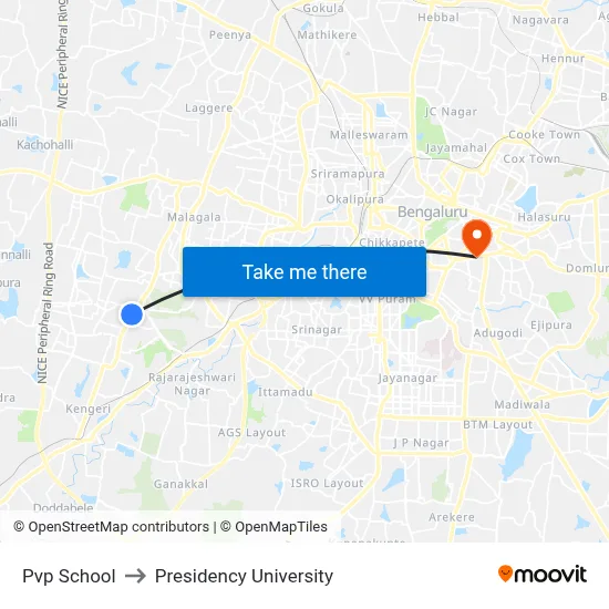 Pvp School to Presidency University map