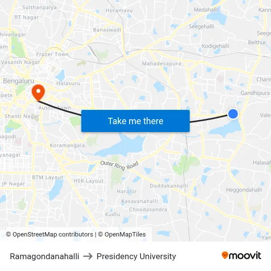 Ramagondanahalli to Presidency University map