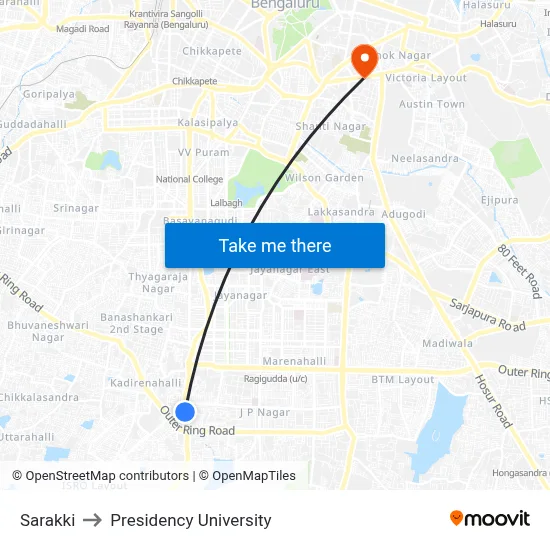 Sarakki to Presidency University map