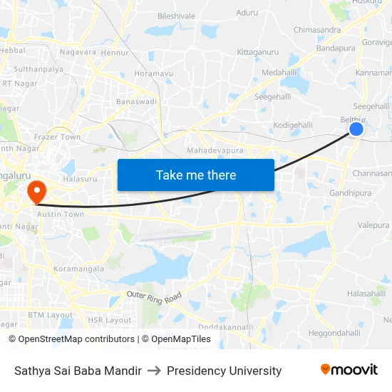 Sathya Sai Baba Mandir to Presidency University map