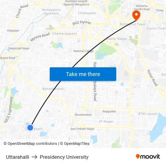 Uttarahalli to Presidency University map