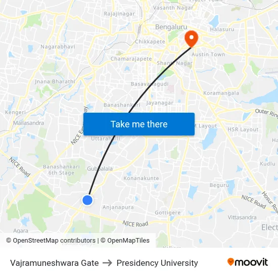 Vajramuneshwara Gate to Presidency University map