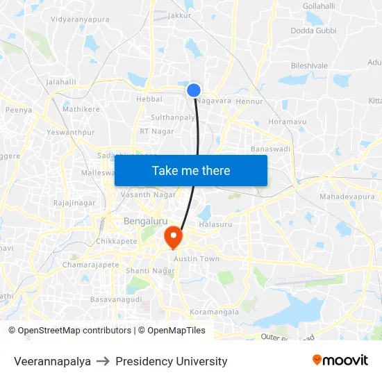 Veerannapalya to Presidency University map