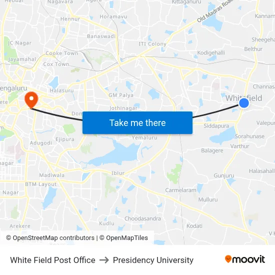 White Field Post Office to Presidency University map