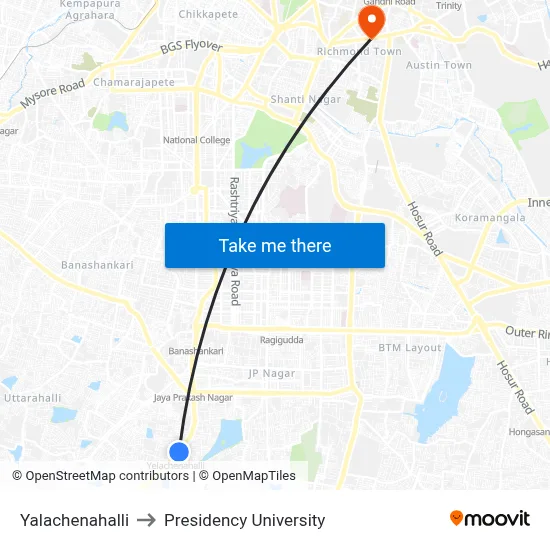 Yalachenahalli to Presidency University map