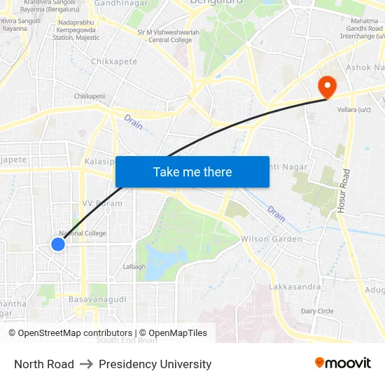 North Road to Presidency University map