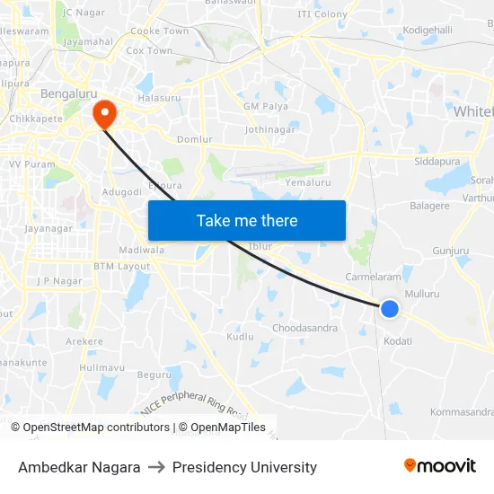 Ambedkar Nagara to Presidency University map