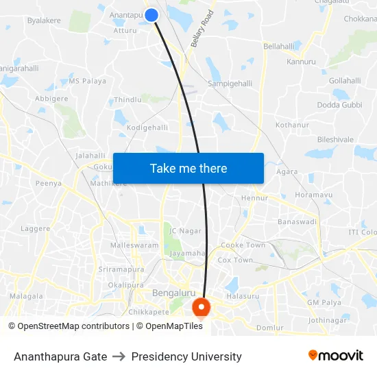 Ananthapura Gate to Presidency University map