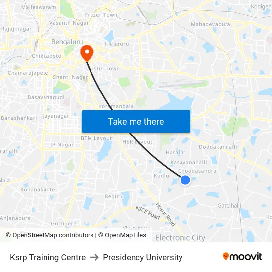 Ksrp Training Centre to Presidency University map