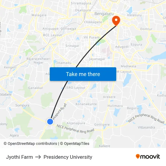 Jyothi Farm to Presidency University map