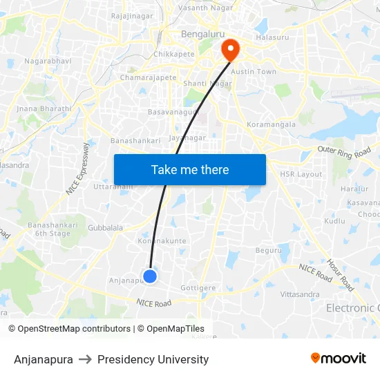 Anjanapura to Presidency University map