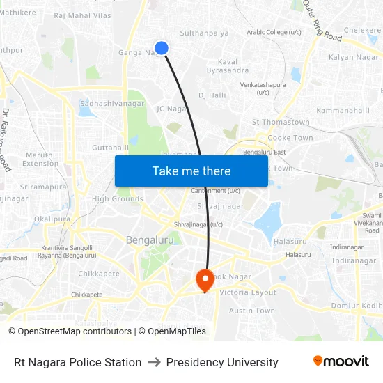Rt Nagara Police Station to Presidency University map