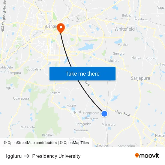 Iggluru to Presidency University map