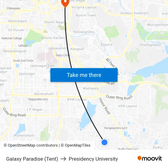 Galaxy Paradise (Tent) to Presidency University map