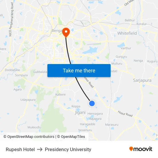 Rupesh Hotel to Presidency University map