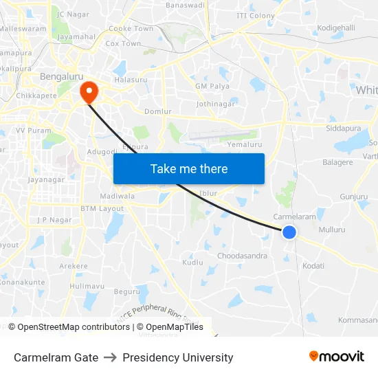 Carmelram Gate to Presidency University map