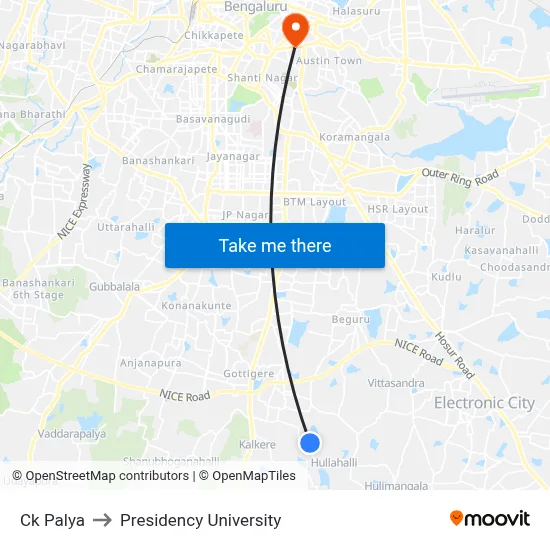 Ck Palya to Presidency University map