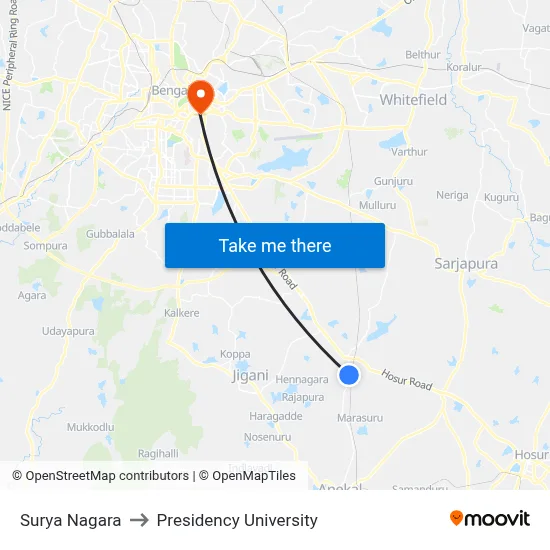 Surya Nagara to Presidency University map