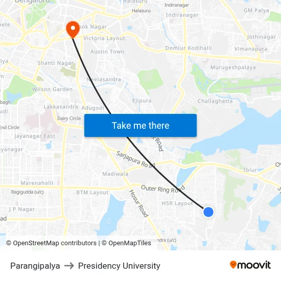 Parangipalya to Presidency University map