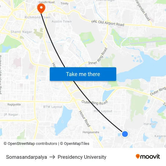Somasandarpalya to Presidency University map