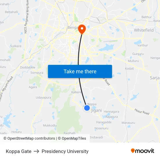 Koppa Gate to Presidency University map