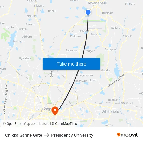 Chikka Sanne Gate to Presidency University map