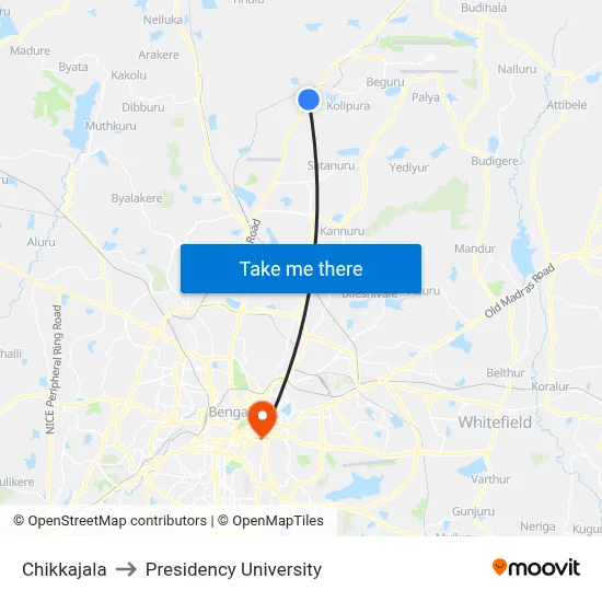 Chikkajala to Presidency University map